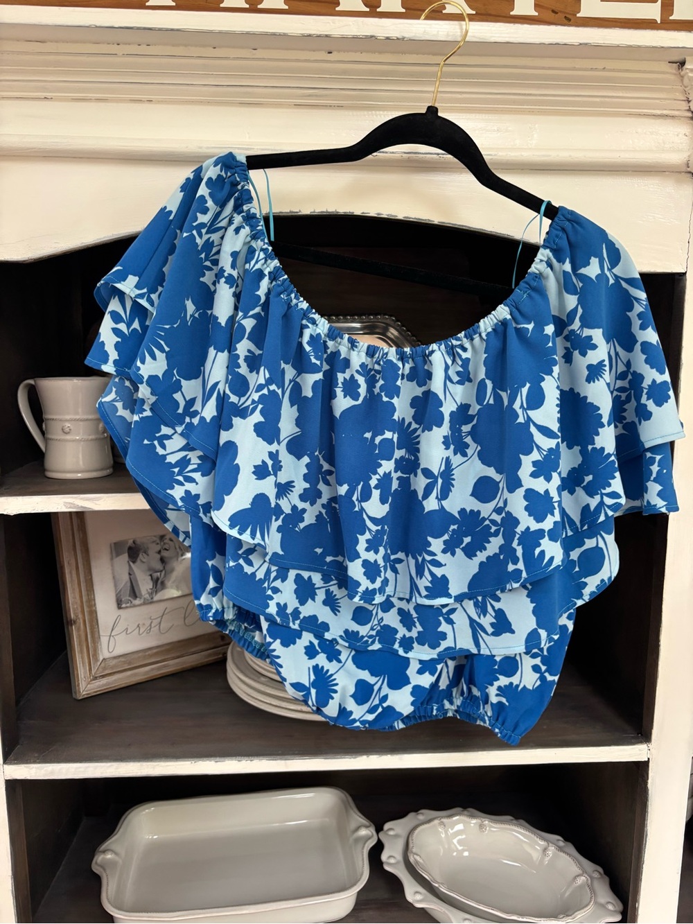 Sugarlips Blue Floral Crop Top